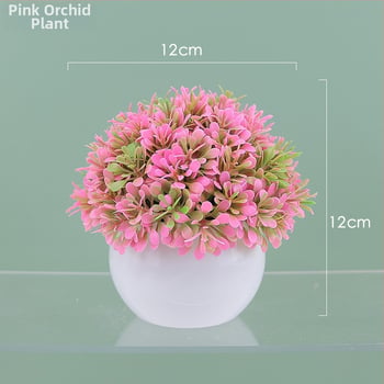 Sada umelých rastlín na stole s hortenziou, guľový bonsai na vnútorné použitie