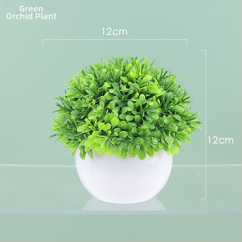 Sada umelých rastlín na stole s hortenziou, guľový bonsai na vnútorné použitie