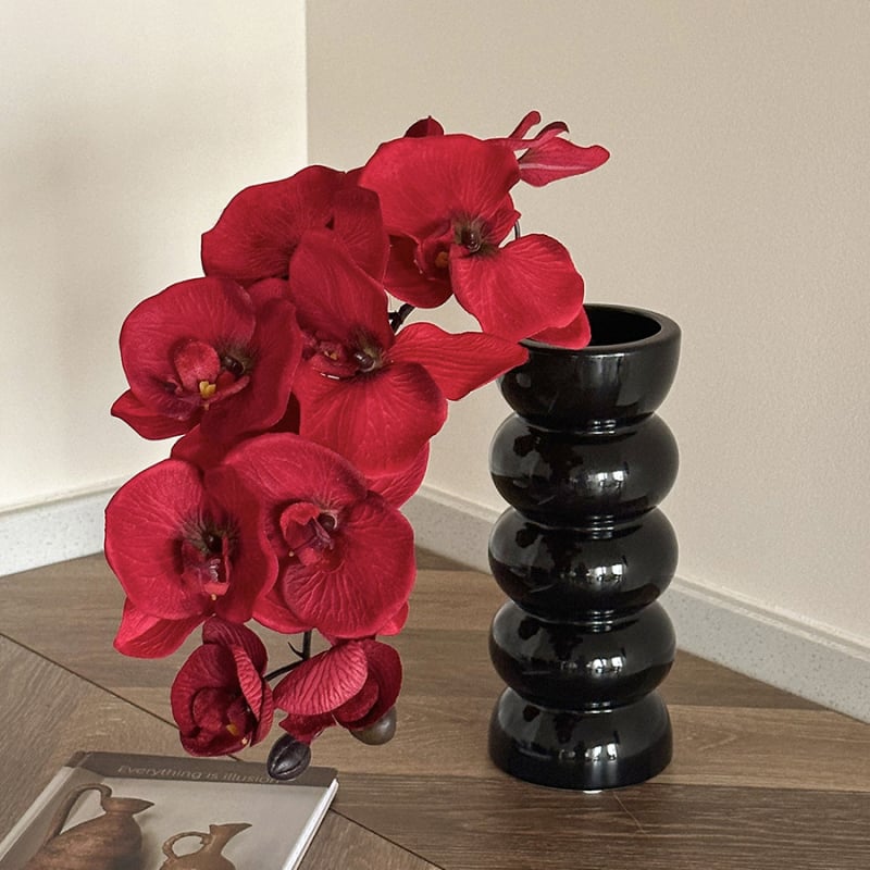 Червена изкуствена орхидея Phalaenopsis за сватбена и спална декорация