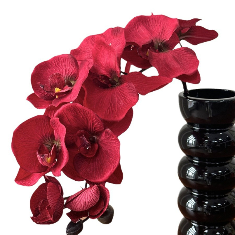 Червена изкуствена орхидея Phalaenopsis за сватбена и спална декорация