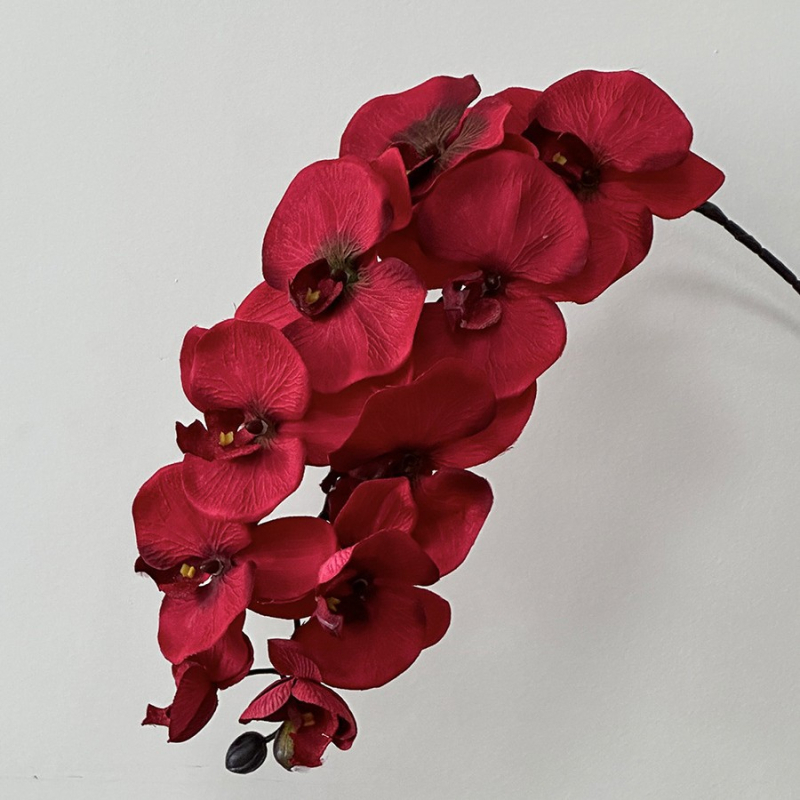 Червена изкуствена орхидея Phalaenopsis за сватбена и спална декорация