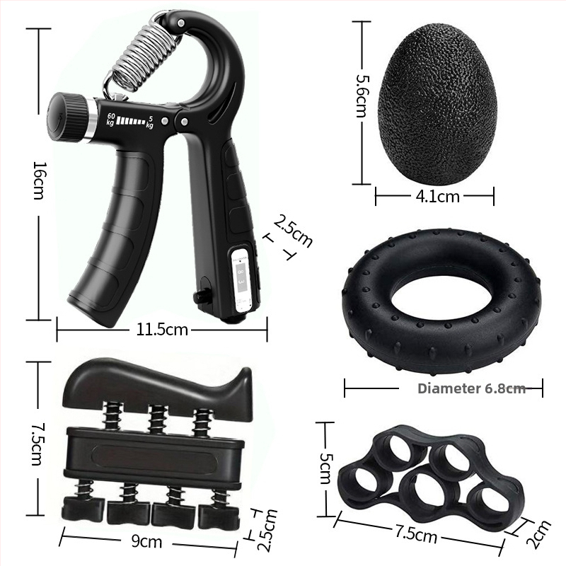 Set za trening snage hvatanja s podesivim mehaničkim brojačem, prijenosna fitness oprema, set pet prstiju za hvatanje s prstenima