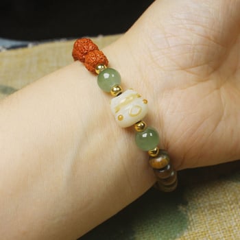 Perle din lemn de santal verde cu brățară Rudraksha, flori din lemn, stil chinezesc, bijuterii unisex, mărgele budiste, rozariu
