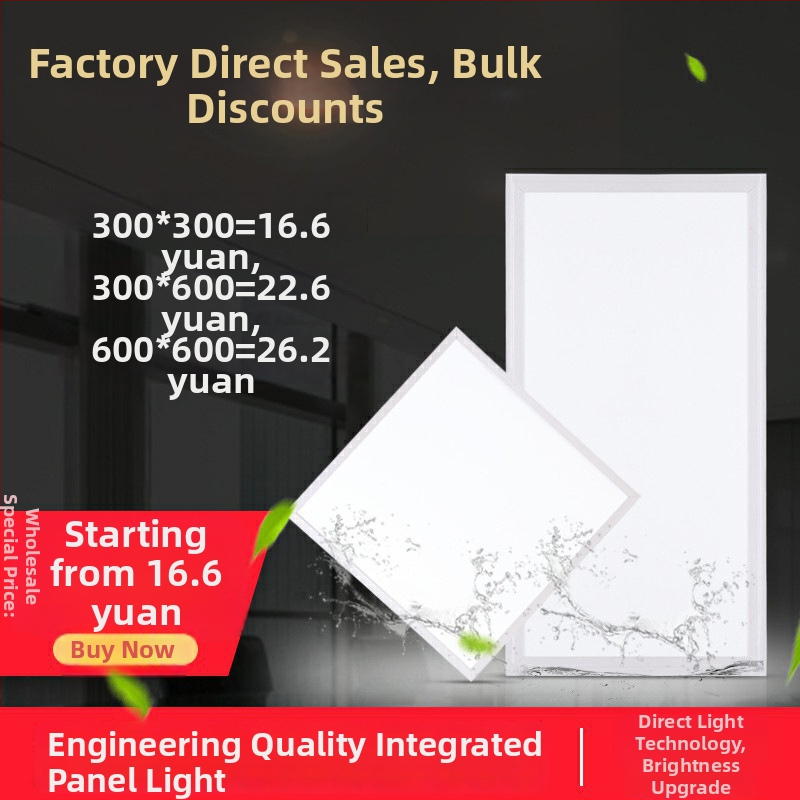 LED plochý panel svietidlo pre kúpeľňu a kuchyňu, zapustené stropné svietidlo, hliníkový panel, rozmery 300x300 / 300x600 / 600x600