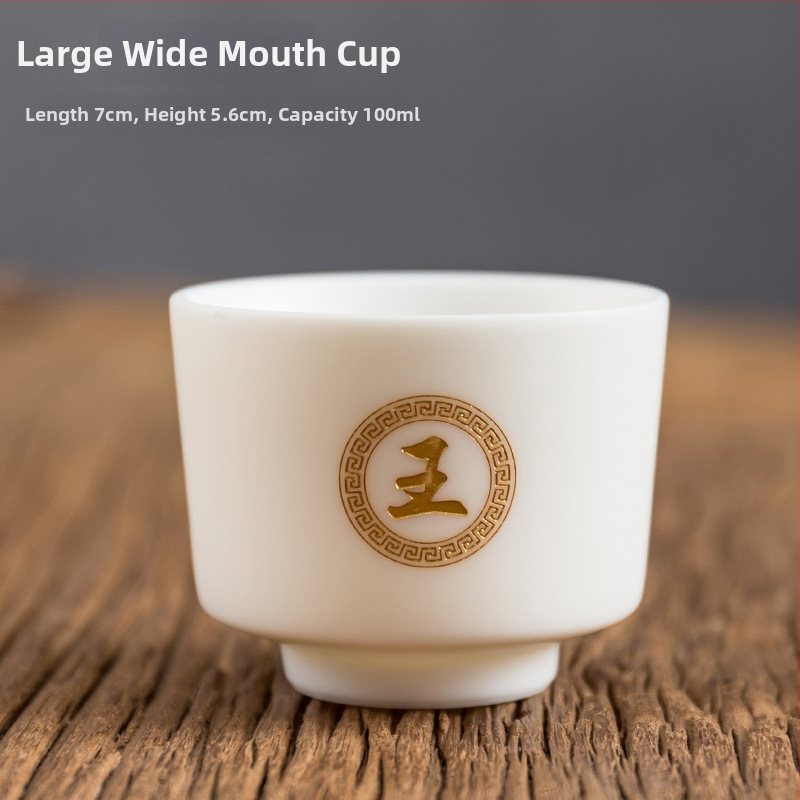 Jadeitový porcelán, minimalistická osobná šálka na čaj s gravírovaním, biela, darčekový set v krabičke Baijiaxing