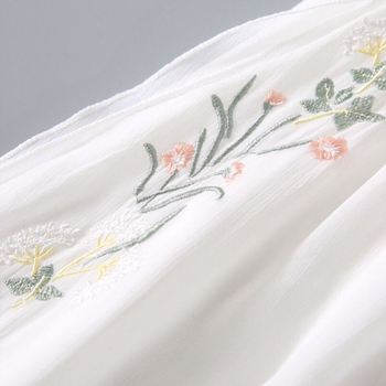 Hanfu midi suknja s vezom, cvjetni gumbi, šifon, umjetnički retro stil