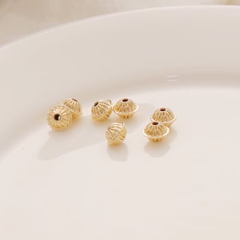 14K pozlaćene distancijske perle s reljefnom teksturom, melon perle, disk i ravne perle za narukvicu i ogrlicu – DIY nakit