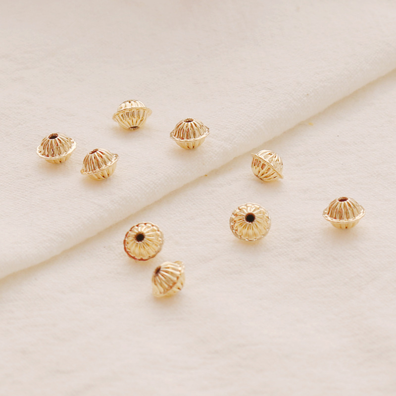 14K pozlaćene distancijske perle s reljefnom teksturom, melon perle, disk i ravne perle za narukvicu i ogrlicu – DIY nakit