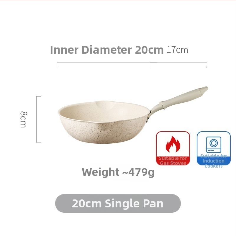 Neprilnavý wok s Maifanovým kameňom, malý rozmer, ploché dno, na smaženie a restovanie, vhodný pre plynovú platňu a indukciu