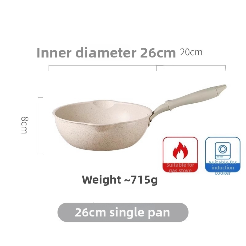 Neprilnavý wok s Maifanovým kameňom, malý rozmer, ploché dno, na smaženie a restovanie, vhodný pre plynovú platňu a indukciu