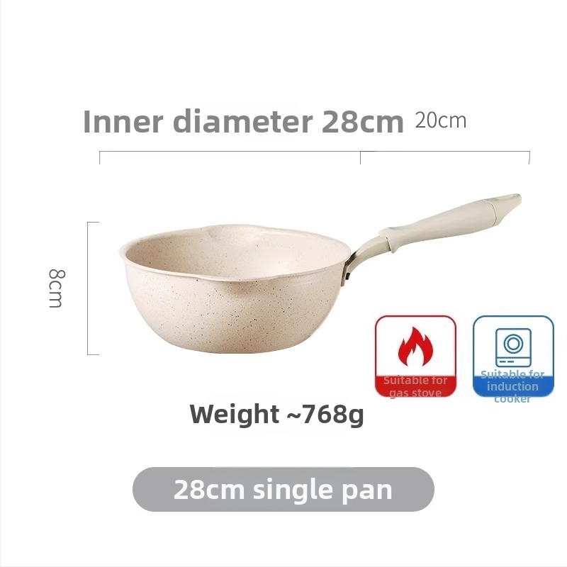 Neprilnavý wok s Maifanovým kameňom, malý rozmer, ploché dno, na smaženie a restovanie, vhodný pre plynovú platňu a indukciu