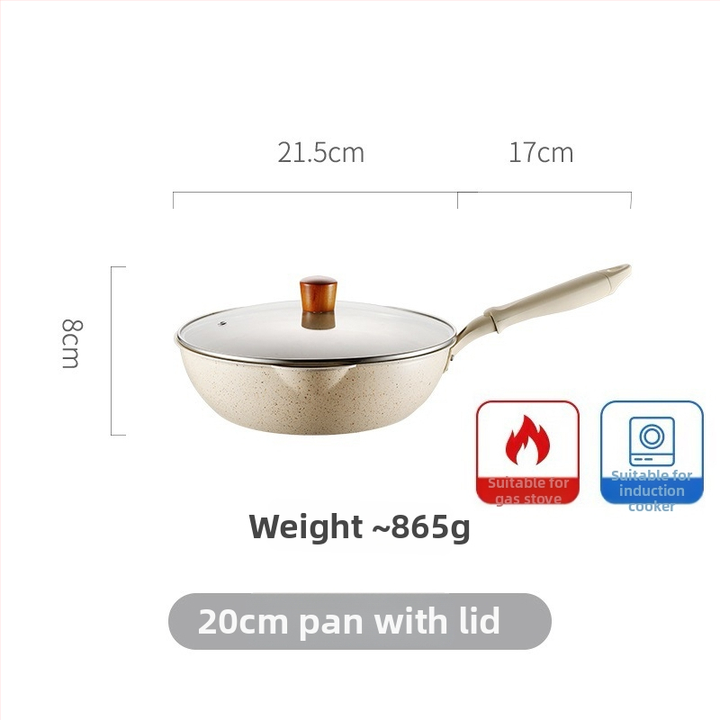 Neprilnavý wok s Maifanovým kameňom, malý rozmer, ploché dno, na smaženie a restovanie, vhodný pre plynovú platňu a indukciu