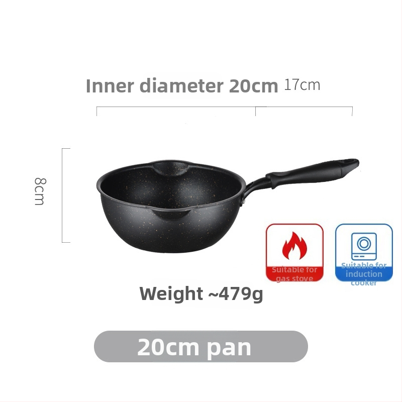 Neprilnavý wok s Maifanovým kameňom, malý rozmer, ploché dno, na smaženie a restovanie, vhodný pre plynovú platňu a indukciu