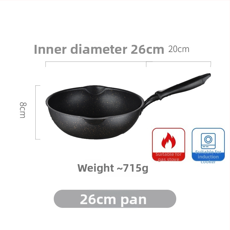 Neprilnavý wok s Maifanovým kameňom, malý rozmer, ploché dno, na smaženie a restovanie, vhodný pre plynovú platňu a indukciu