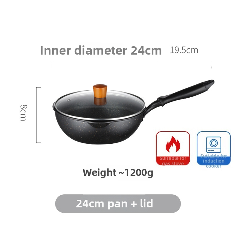 Neprilnavý wok s Maifanovým kameňom, malý rozmer, ploché dno, na smaženie a restovanie, vhodný pre plynovú platňu a indukciu