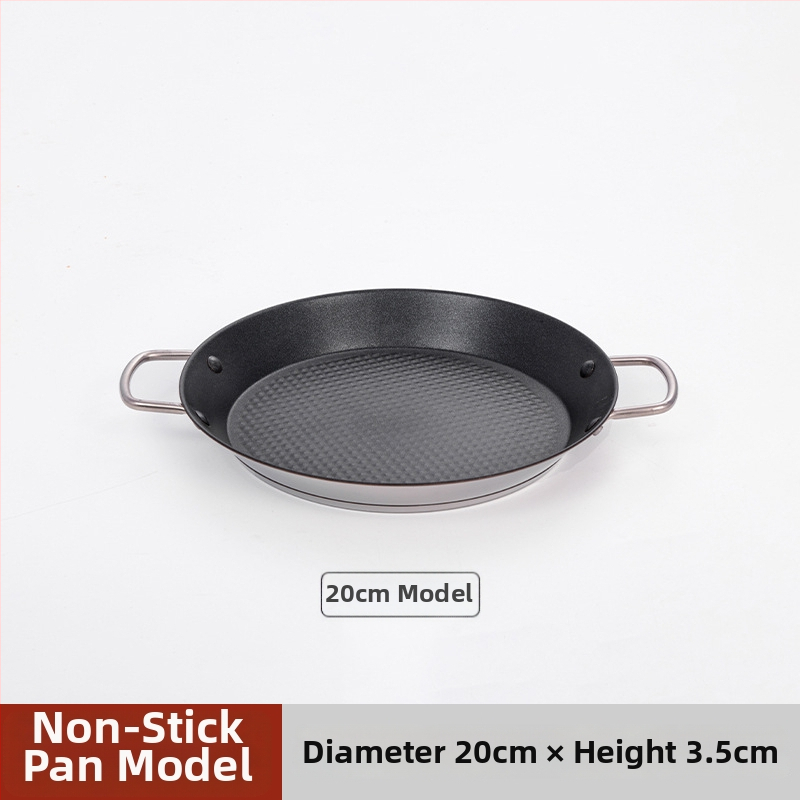 Lishun Španielska paella pan, nerezová oceľ, nepriľnavá, dvojité uši, japonský štýl