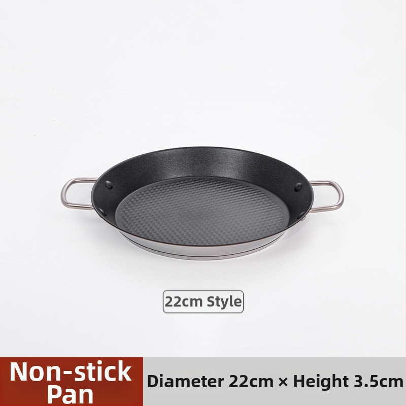 Lishun Španielska paella pan, nerezová oceľ, nepriľnavá, dvojité uši, japonský štýl