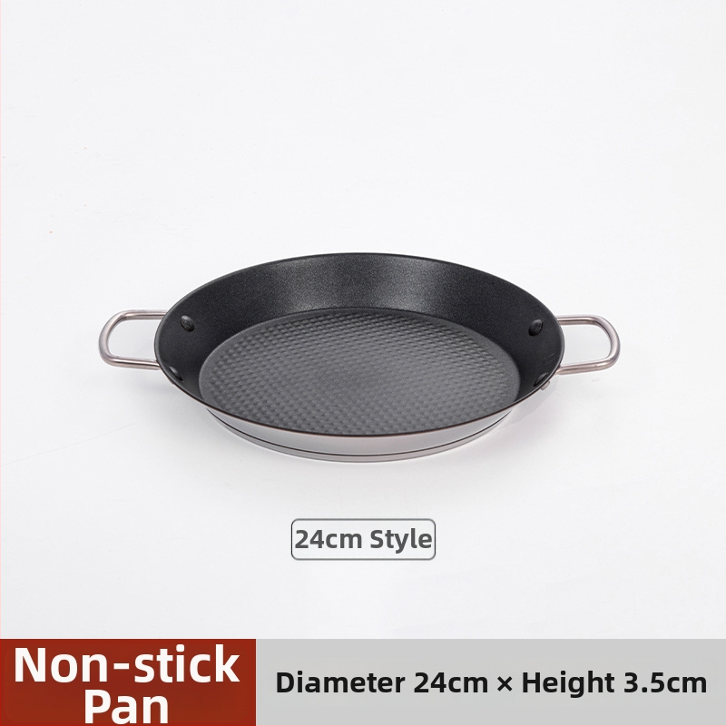 Lishun Španielska paella pan, nerezová oceľ, nepriľnavá, dvojité uši, japonský štýl