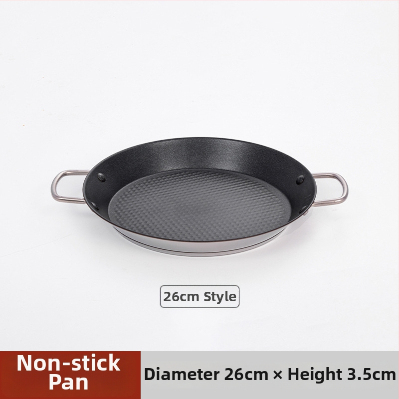 Lishun Španielska paella pan, nerezová oceľ, nepriľnavá, dvojité uši, japonský štýl