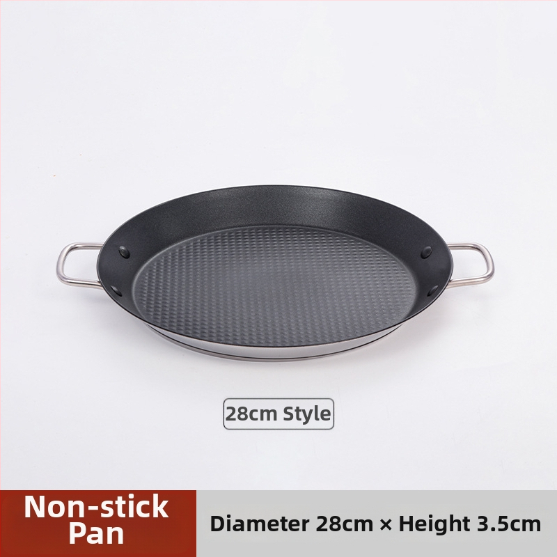 Lishun Španielska paella pan, nerezová oceľ, nepriľnavá, dvojité uši, japonský štýl