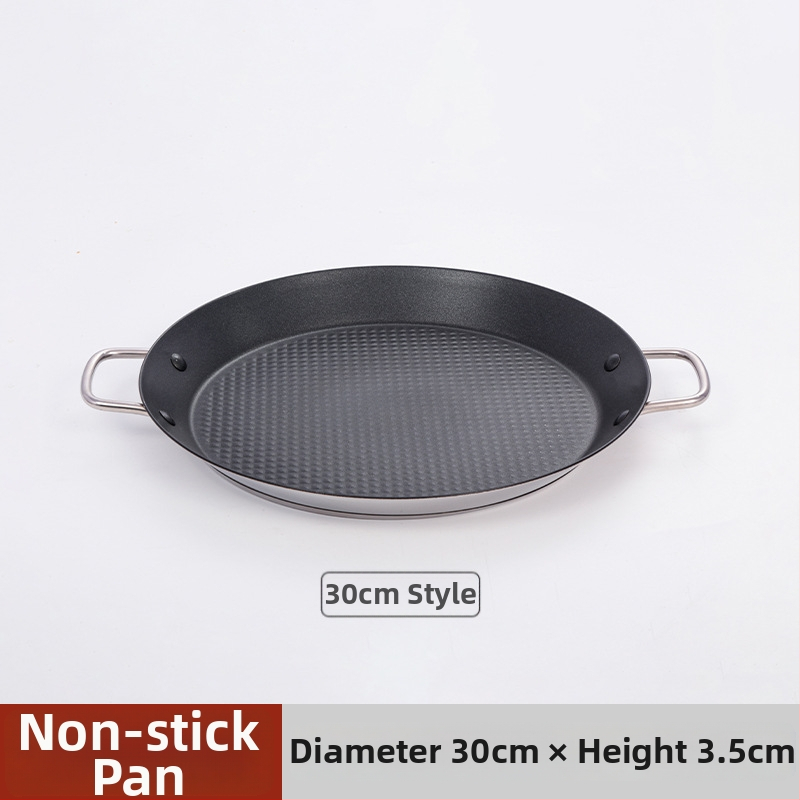 Lishun Španielska paella pan, nerezová oceľ, nepriľnavá, dvojité uši, japonský štýl