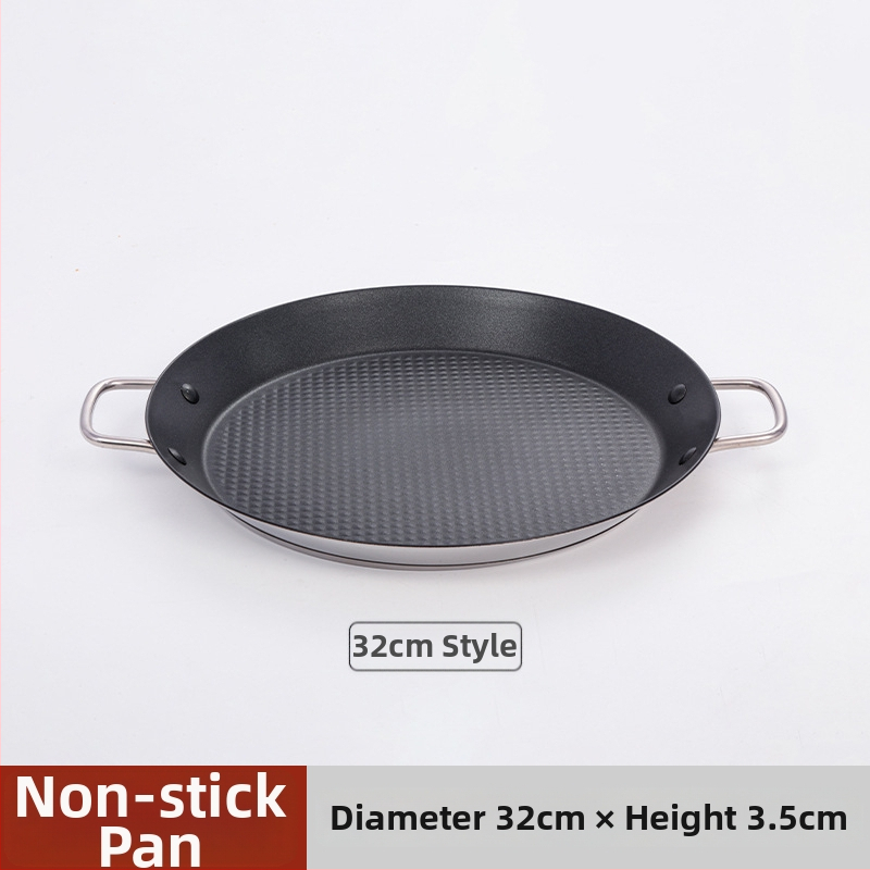 Lishun Španielska paella pan, nerezová oceľ, nepriľnavá, dvojité uši, japonský štýl