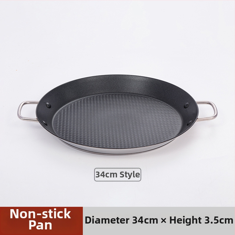 Lishun Španielska paella pan, nerezová oceľ, nepriľnavá, dvojité uši, japonský štýl