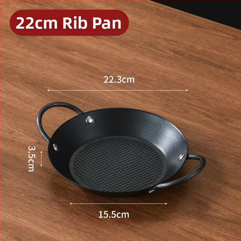 Lishun Španielska paella pan, nerezová oceľ, nepriľnavá, dvojité uši, japonský štýl