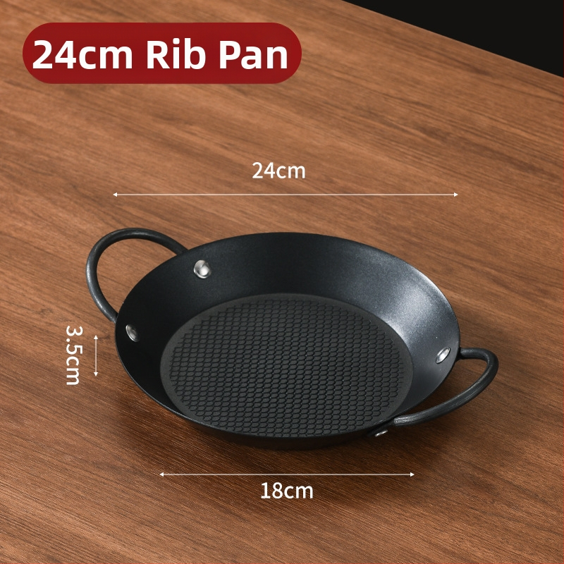 Lishun Španielska paella pan, nerezová oceľ, nepriľnavá, dvojité uši, japonský štýl