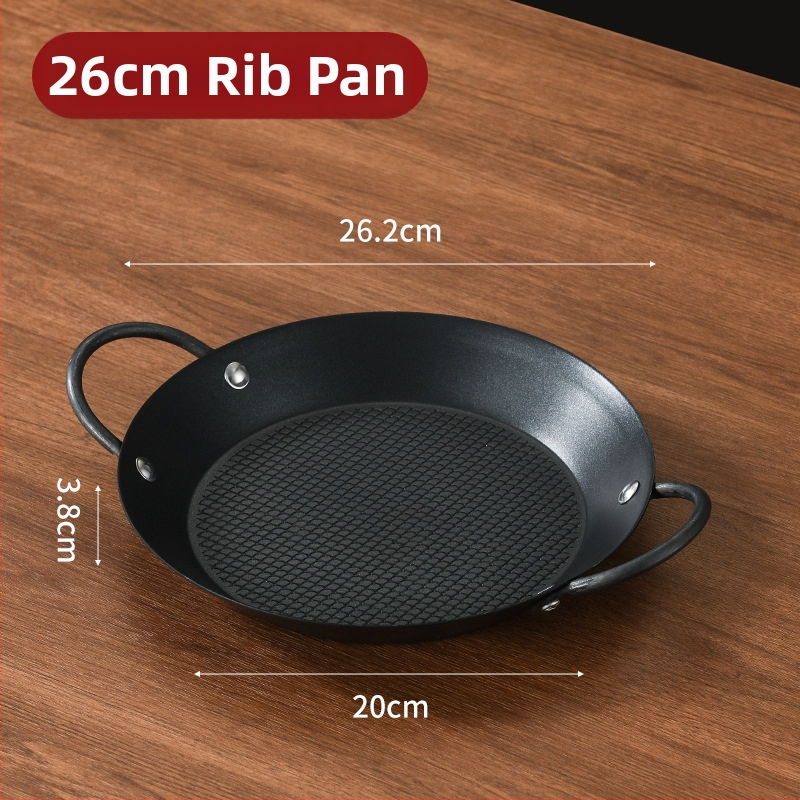 Lishun Španielska paella pan, nerezová oceľ, nepriľnavá, dvojité uši, japonský štýl