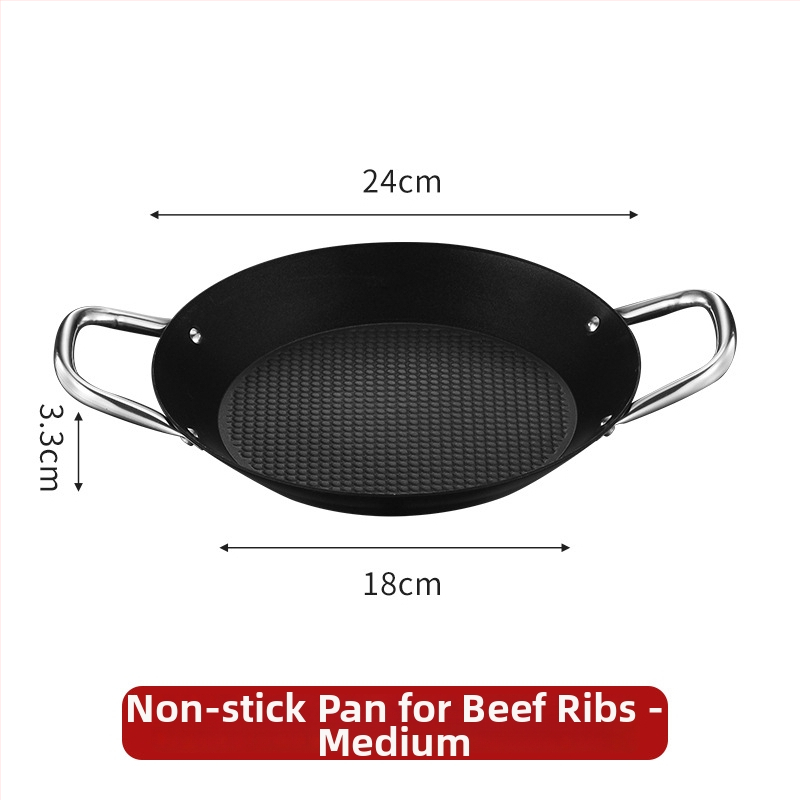 Lishun Španielska paella pan, nerezová oceľ, nepriľnavá, dvojité uši, japonský štýl