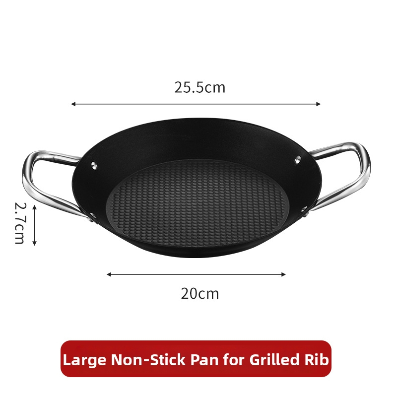 Lishun Španielska paella pan, nerezová oceľ, nepriľnavá, dvojité uši, japonský štýl