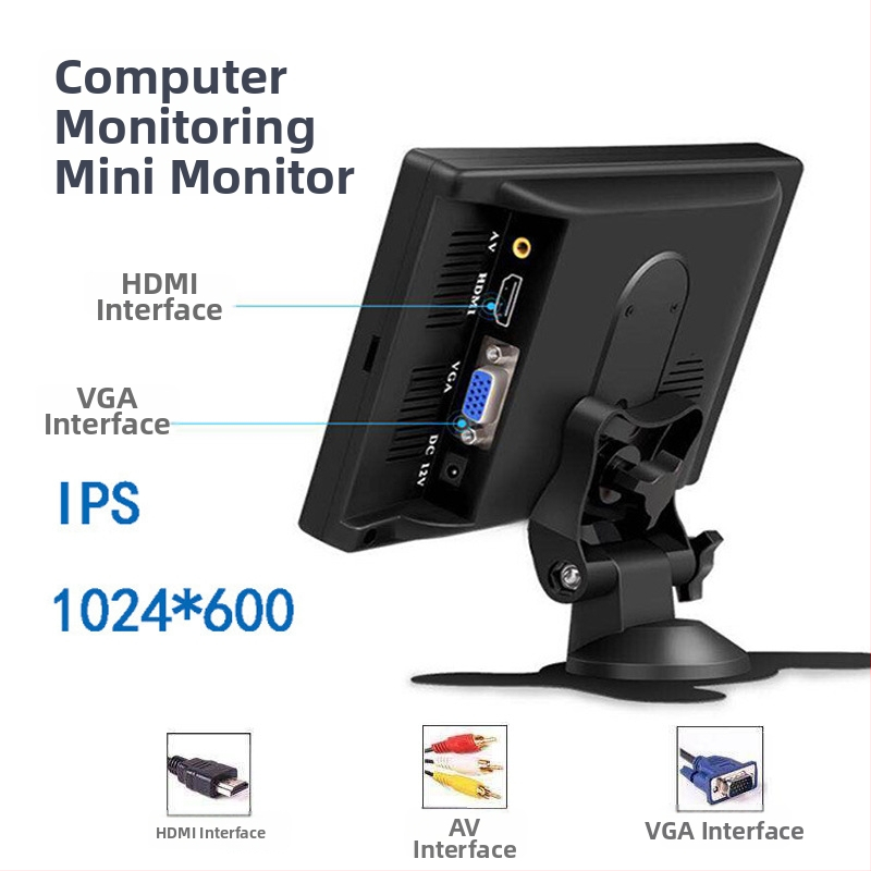 Univerzálny 12V LCD monitor do vozidla s cúvacím obrazom, VGA, 7-palcový palubný displej pre veľké vozidlá