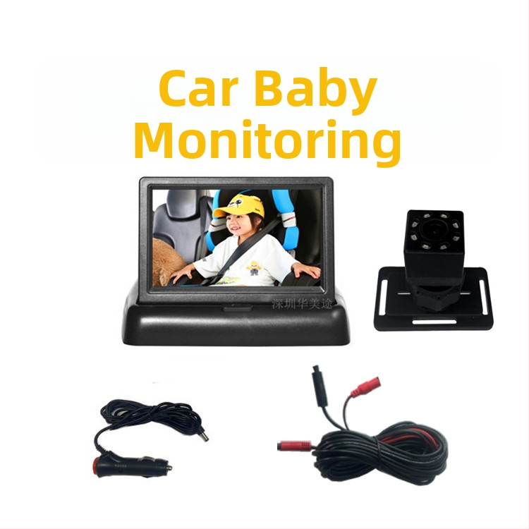 Automobilový monitor pre deti s popruhom na upevnenie, HD LCD displej 4,3–5 palcov