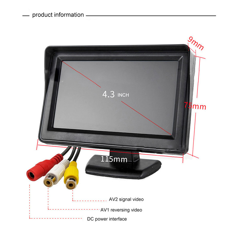 4,3 inčni stolni LCD zaslon za auto s HD digitalnom slikom za vožnju unatrag