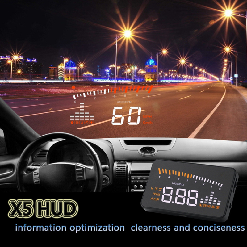 X5 Head-Up Display za automobil, univerzalni digitalni HUD, OBD-II mjerač brzine i potrošnje goriva