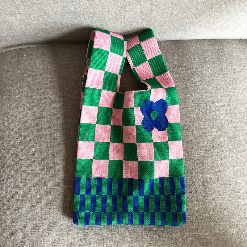 Mala pletene torba za žene, tote stil, srce motiv, sladak djevojački stil, za svakodnevnu upotrebu