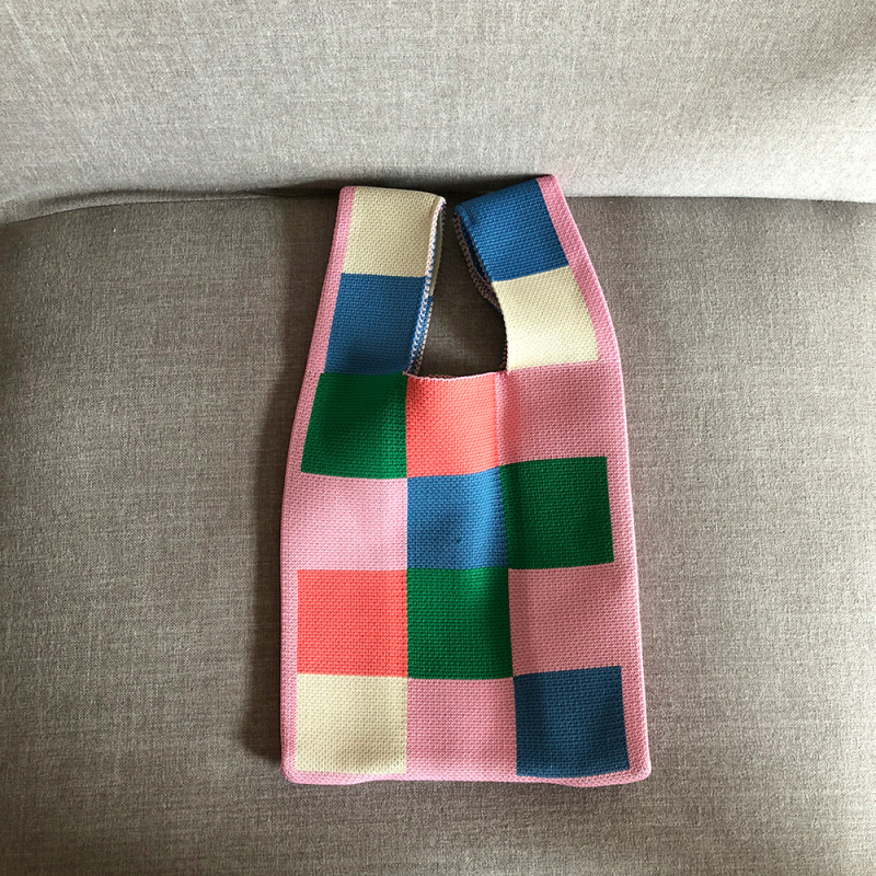 Mala pletene torba za žene, tote stil, srce motiv, sladak djevojački stil, za svakodnevnu upotrebu