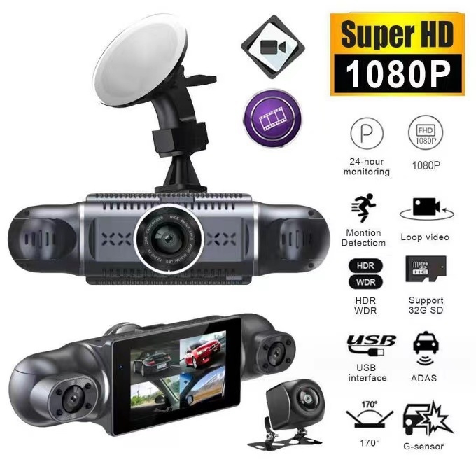 Novi auto videoregistrator s 3–16 inča zaslonom, četvero-kanalno snimanje uz zajednički zaslon, HD noćni prikaz, nadzor parkiranja