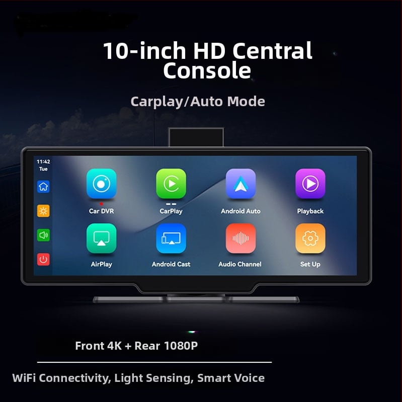 2025 модел CarPlay централно управление: HD навигация за автомобил, 10-инчов двуобективен дисплей, 2160P, 5G Wi‑Fi, Bluetooth, GPS, мониторинг на паркиране, нощно виждане, детекция на разстоянието до предното превозно средство, предупреждение за пешеходци,