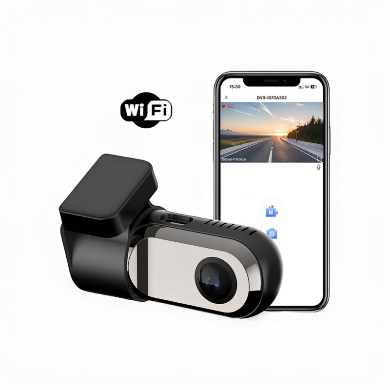 1080P bežični dash cam s skrivenim Wi-Fi, 140° kut, montaža na prednje vjetrobransko staklo, bez zaslona, ciklično snimanje, noćno osvjetljenje, upozorenje na ograničenje brzine, 30fps, USB