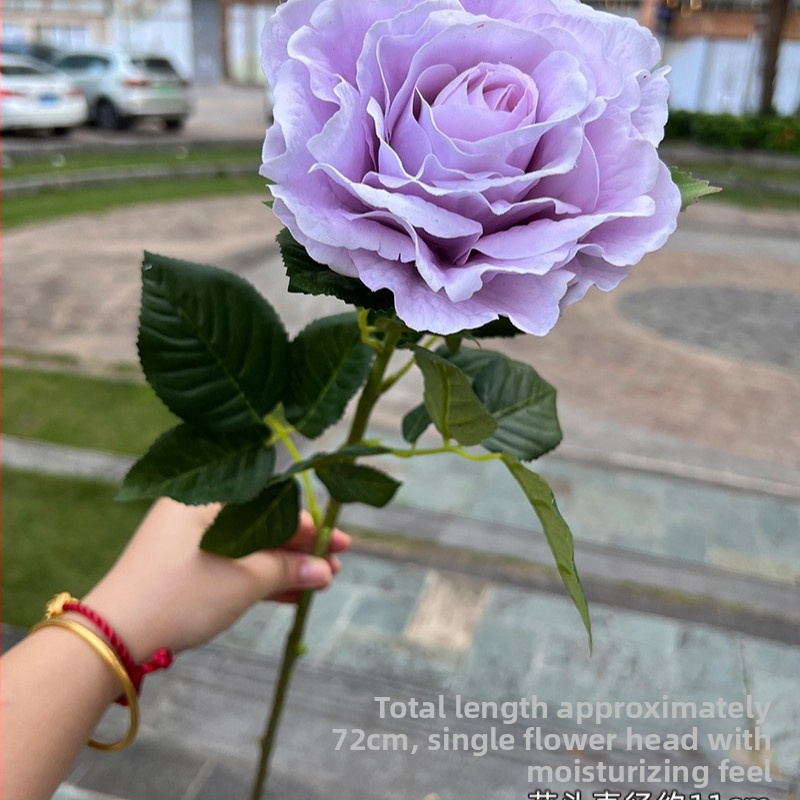 Копринена роза с мокър изглед, френски стил, голяма чай роза, розова – домашен декор и сватбени реквизити