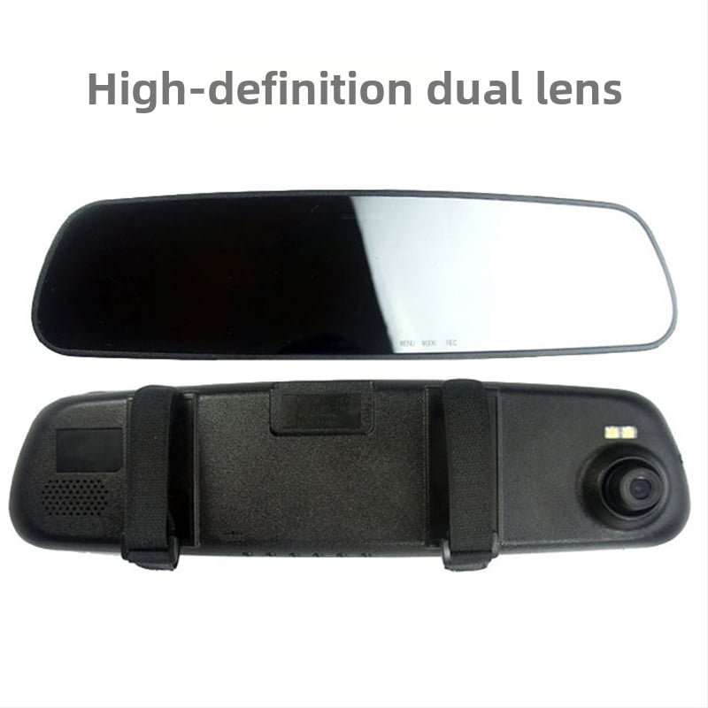 3,5-inčni HD dash cam s dvostrukim objektivom i ogledalom za vozilo, prednji i stražnji HD snimak, DVR
