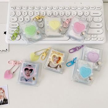 Hisocute Прозрачен PVC мини фотоалбум, 2-инчов, за съхранение и показване на снимки, предпазен капак, малък албум за карти