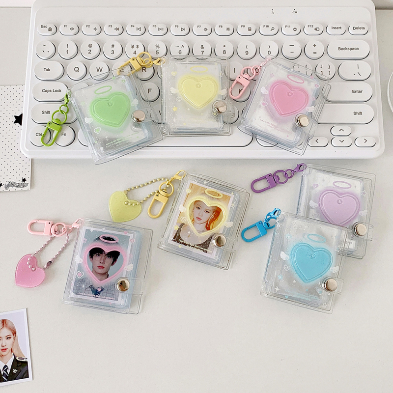 Hisocute Прозрачен PVC мини фотоалбум, 2-инчов, за съхранение и показване на снимки, предпазен капак, малък албум за карти