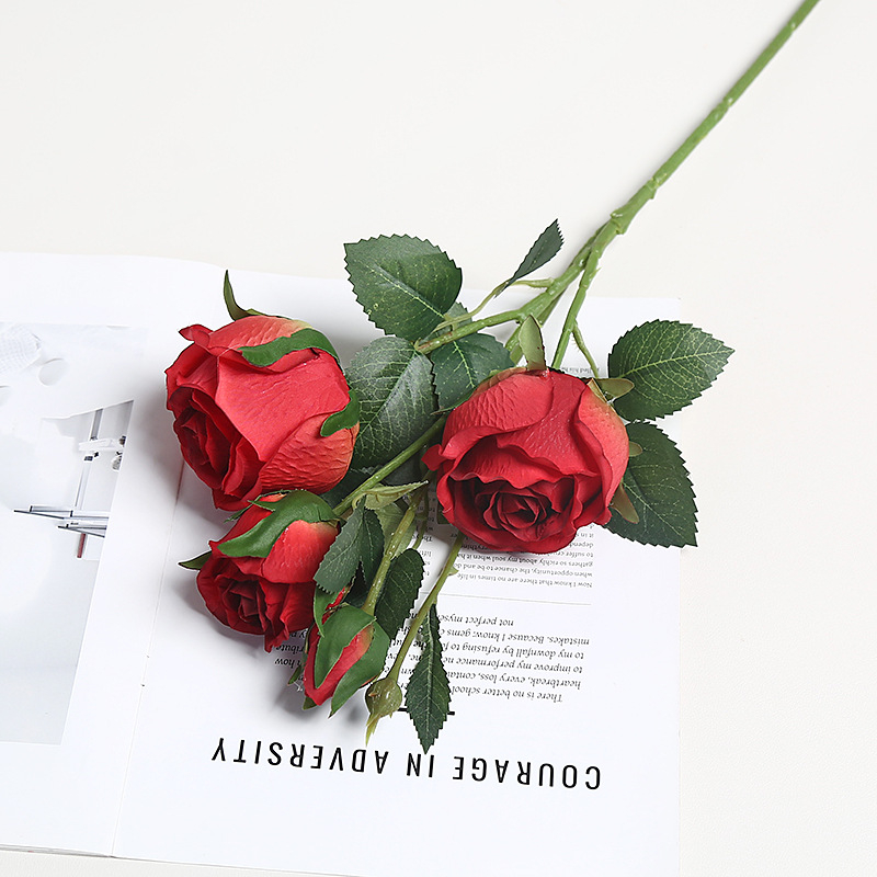 Елегантна копринена роза — изкуствено цвете, единично стъбло, за сватби и домашен декор, реквизит за фотосесия