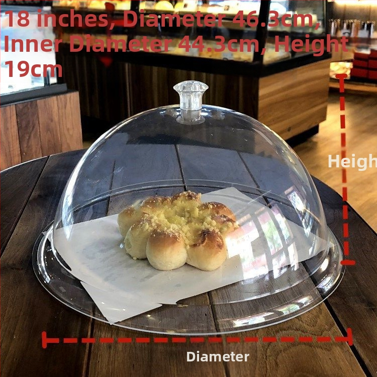 Kruhové priehľadné akrylové pokrývky na jedlo s plastovým viečkom pre bufet a ovocné misy; odolné voči prachu a udržiava čerstvosť.