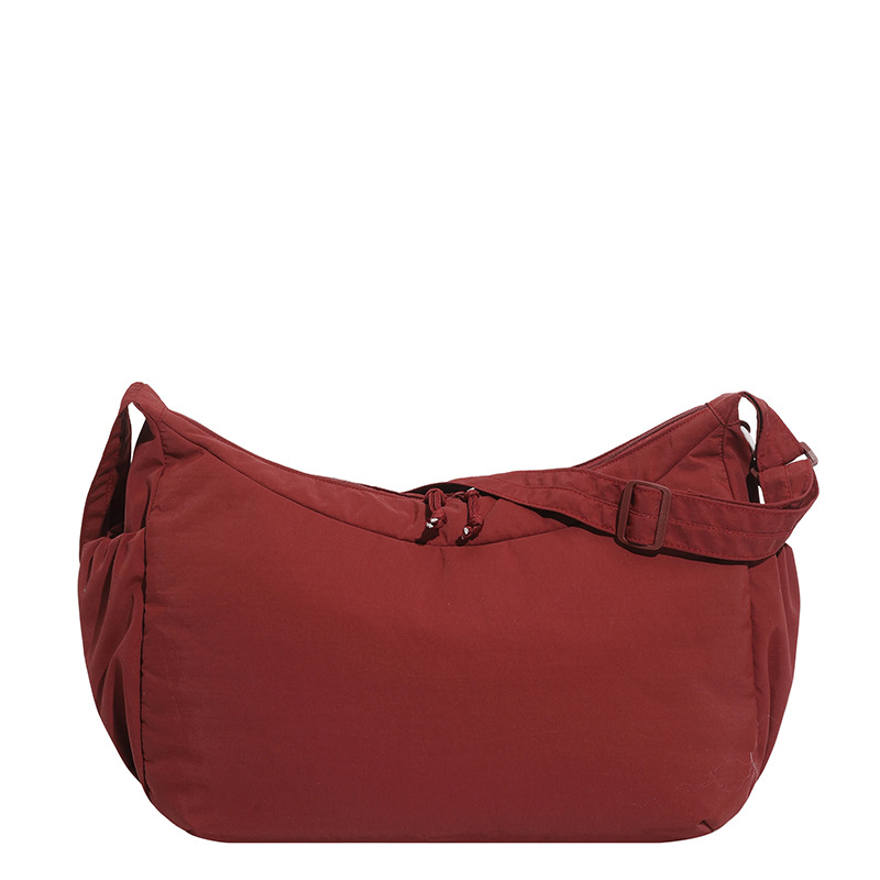 Ženska minimalistička crossbody torba, jednobojna boja, hongkonški stil, lagana s punjenjem, crvena dumpling torba