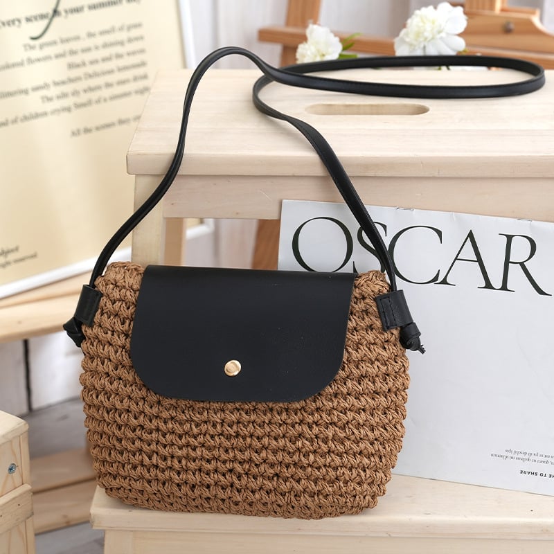 Nova slamena torba s magnetnom kopčom za jedno rame, francuska butik torba, izuzetno mini dumpling torba, mala torba za mobitel