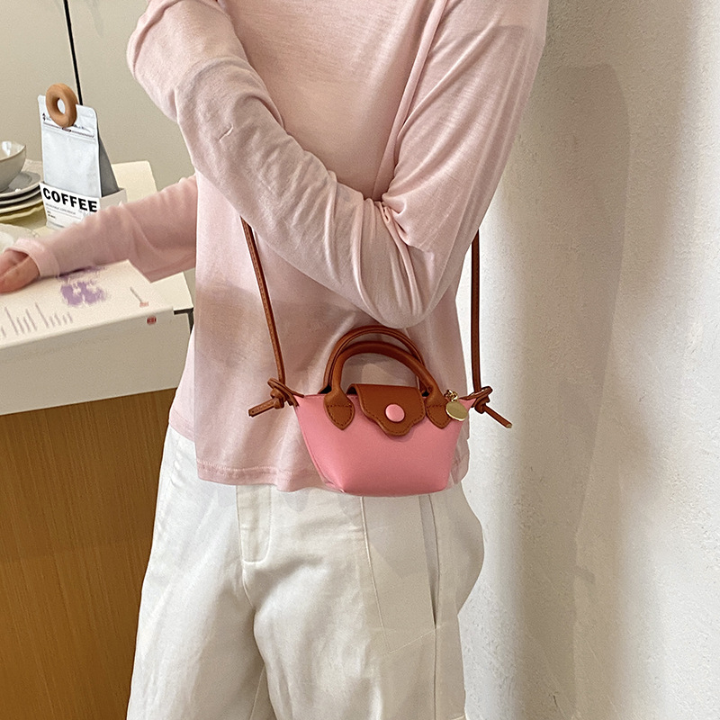 2026 Mini dumpling táska lányoknak, kis kézitáska színblokkal, váll- vagy crossbody használatra